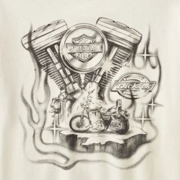 NWT! Harley Davidson x Dickies T-Shirt V-Twin Engine Tan L/G - Picture 3 of 3